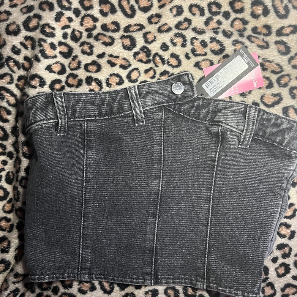 Prettylittlething Gray Denim Tube Top